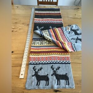 Simplicity Moose Winter Scarf Gray‎ Orange Yellow Unisex NWT